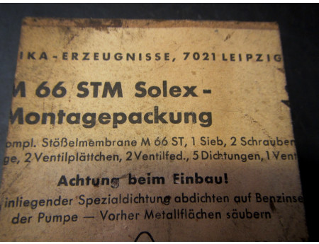 Reparatursatz Membran Benzinpumpe M66 STM Solex (12998)