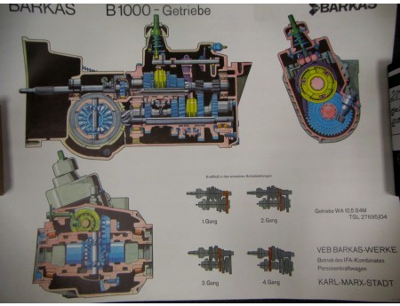 Barkas B1000 Getriebe Schnittzeichnung Poster (C17176)