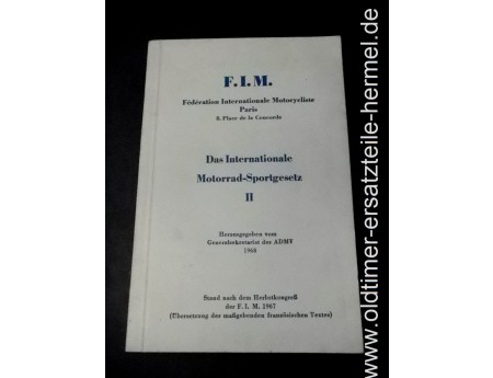 F.I.M. Internationales Motorrad Sportgesetz 1967 ungel. (3343)