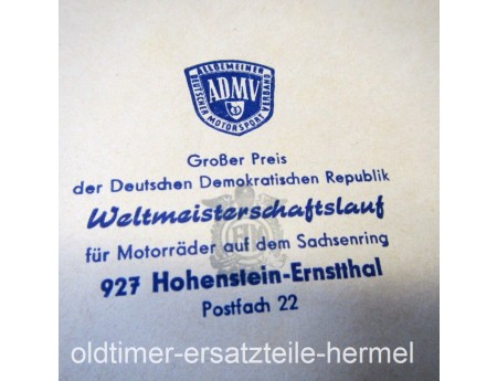 Briefumschlag ADMV Sachsenring Weltmeisterschaft 1965 (6406)