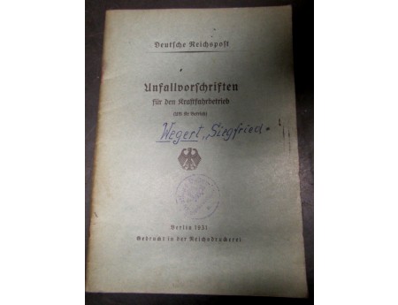 Deutsche Reichspost Unfallvorschriften 1931 (7590)
