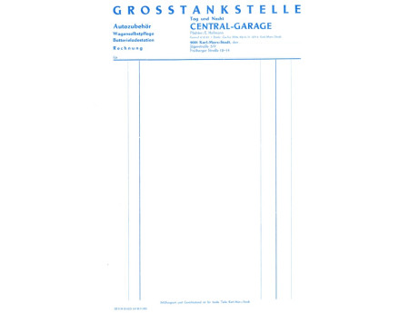 Rechnung Blanko Großtankstelle Central-Garage Karl-Marx-Stadt (C21595)