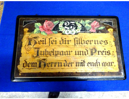 Holz-Spruck Silberne Hochzeit Handarbeit 50 x 32 cm (28478)