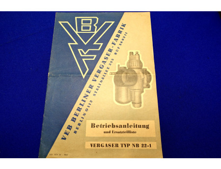 Betriebsanleitung + Teileliste BVF Vergaser NB22-1 (29201)