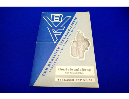 Betriebsanleitung + Teileliste BVF Vergaser NB20 (29202)