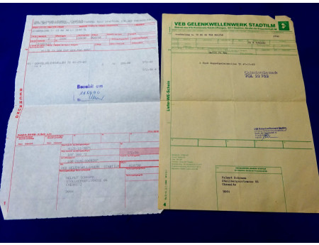 Gelenkwellen Multicar M24 Lieferschein + Rechnung 1990 (26516)