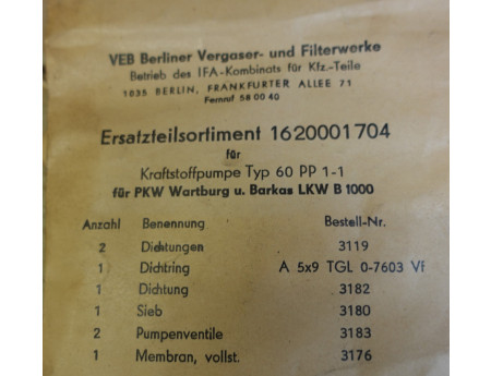 Reparatursatz 60pp Benzinpumpe Wartburg 311 - 353, B1000 (27600)