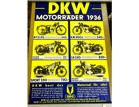 DKW Motorräder 1936 Reklame Plakat (27078)