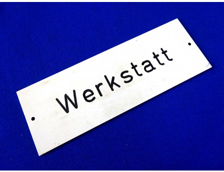 Schild Werkstatt 53 x 148 mm gefräst DDR (25415)