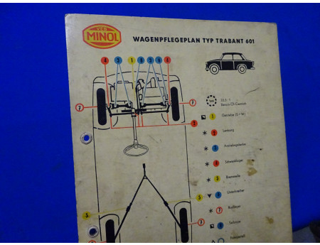 Wagenpflege-Plan Trabant 601 Schmierplan 1966 (27675)