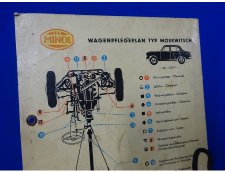 Wagenpflege-Plan Moskwitsch 407/423H Minol 1963 (27677)