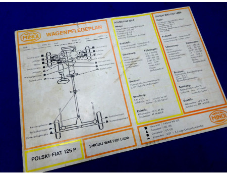 Wagenpflegeplan Minol Fiat 125 Schiguli Lada 1972 (27700)
