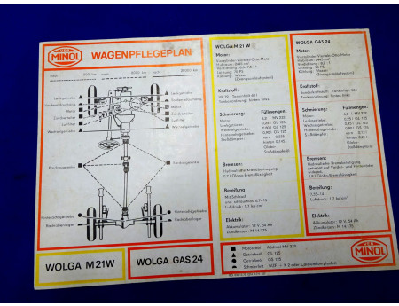 Wagenpflegeplan Wolga M21 GAZ 24 Minol 1972 (27702)