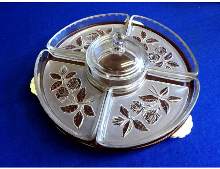 Drehteller Servierplatte Glas / Bakelit 30 cm (28382)