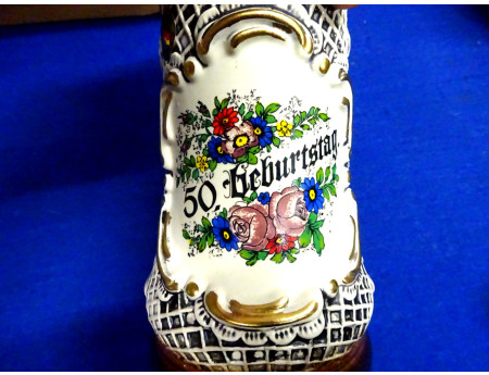 Bierkrug Zinndeckel 1/2 Liter 50 ster Geburtstag (28384)