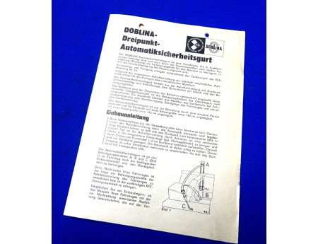 Einbauanleitung Doblina Dreipunkt Sicherheitsgurt 1986 (28401)