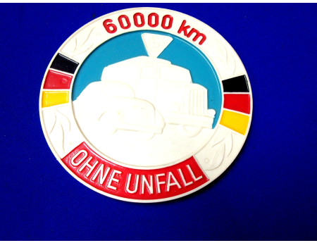 Plakette weiß 115 mm 60000 Km ohne Unfall (29023)
