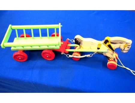 Leiterwagen Gespann Holzspielzeug DDR (24067)