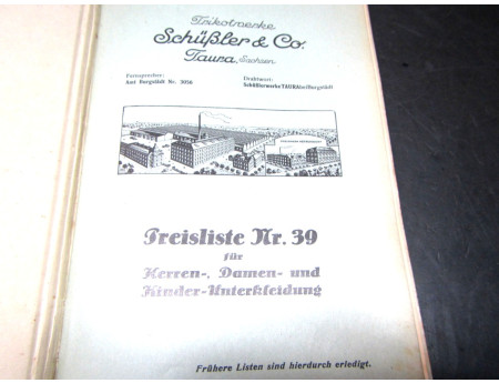 Schüßler Taura Sachsen 30er Jahre Preisliste 39 (C21608)