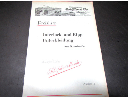 Schüßler & Co, Taura Sachsen Preisliste 30er Jahre (C21610)