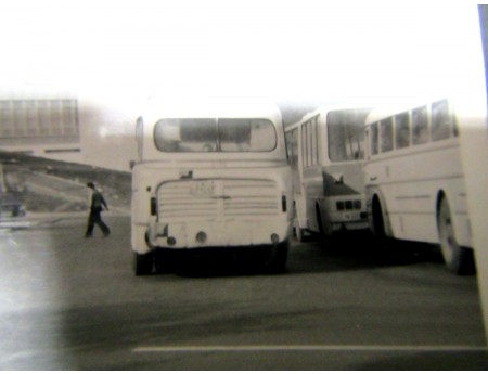 Ikarus 55/66 H6B Fotografie Busse vor Hotel (Oberhof?) (C21689)