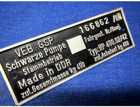 Typschild HP400 DDR Anhänger (24241)