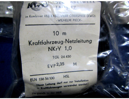 KFZ Netzleitung schwarz 1,0 mm² KWO IFA DDR (23223)