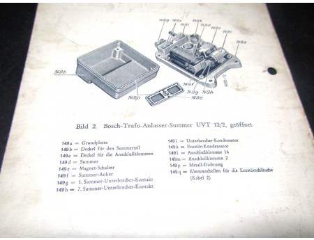 Trafo-Anlaß-Summer Bosch UVT12/2 Summerzündung Handbuch 1939 (C17948)