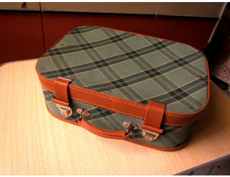 Picknick Koffer DDR 60er Jahre Camping Leder/Stoff (23894)