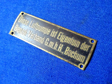 Messing Schild Luftpumpe Benzol-Verband GmbH Bochum (26898)