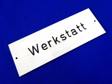 Schild Werkstatt 53 x 148 mm gefräst DDR (25415)