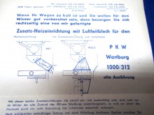 Lufttrichter Wartburg 311 312 DDR Patent Werbeprospekt (22571)