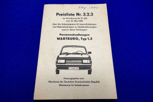 Preisliste Wartburg 1.3 Reparaturen Werkstattpreise ungelesen (29209)
